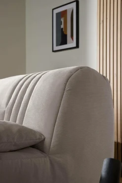 Canapé BZ velours côtelé matelas 15 cm Gaélia - Grège