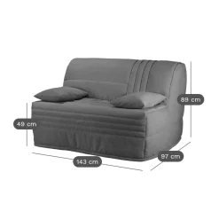 Canapé BZ velours côtelé matelas 15 cm Gaélia - Grège