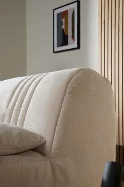 Canapé BZ velours côtelé matelas 15 cm Gaélia - Beige