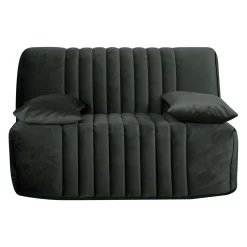 Canapé BZ velours matelas 15 cm Oriane - Gris - Matelas mousse HR