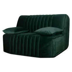 Canapé BZ velours matelas 15 cm Oriane - Vert Emeraude - Matelas mousse HR