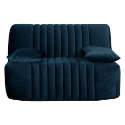 Canapé BZ velours matelas 15 cm Oriane - Bleu - Matelas mousse HR
