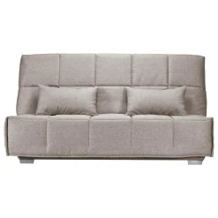 Canapé clic-clac tissu matelas Bultex 14 cm Gizia - Taupe - 130 x 190 cm