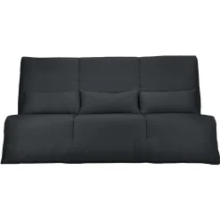Canapé clic-clac tissu matelas 15 cm Gaya - Anthracite - 130 x 190 cm