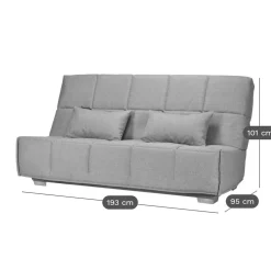 Canapé clic-clac tissu matelas Bultex 14 cm Gizia - Bleu Canard - 130 x 190 cm