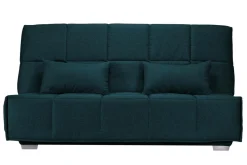 Canapé clic-clac tissu matelas Bultex 14 cm Gizia - Bleu Marine - 130 x 190 cm