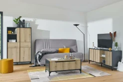 Canapé clic-clac tissu matelas 17 cm Genay - Gris Clair