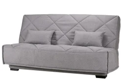 Canapé clic-clac tissu matelas Bultex 15 cm Gina - Gris Clair