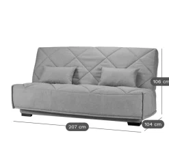 Canapé clic-clac tissu matelas Bultex 15 cm Gina - Bleu Canard