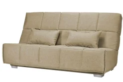 Canapé clic-clac tissu matelas Bultex 14 cm Gizia - Sable - 130 x 190 cm