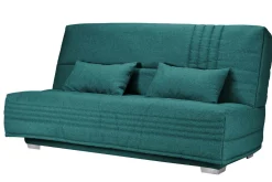 Canapé clic-clac tissu matelas 17 cm Genay - Bleu Canard