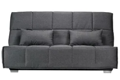 Canapé clic-clac tissu matelas Bultex 14 cm Gizia - Gris Foncé - 130 x 190 cm