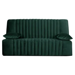 Canapé clic-clac velours matelas 15 cm Oriane - Vert Emeraude - Matelas mousse HR