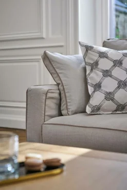 Canapé convertible coton/lin déhoussable Margot - Beige/Taupe - 3 places