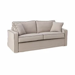 Canapé convertible coton/lin déhoussable Margot - Beige/Anthracite - 3 places