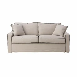 Canapé convertible coton/lin déhoussable Margot - Beige/Anthracite - 3 places