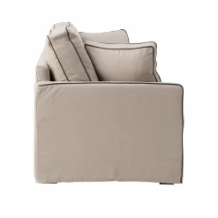 Canapé convertible coton/lin déhoussable Margot - Beige/Anthracite - 3 places