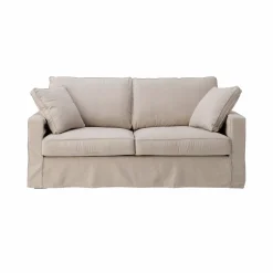 Canapé convertible coton/lin déhoussable Margot - Beige/Beige - 3 places