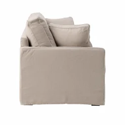 Canapé convertible coton/lin déhoussable Margot - Beige/Beige - 3 places