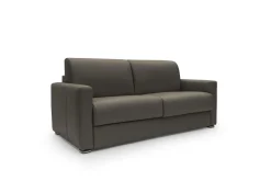 Canapé convertible cuir Aubin - Chocolat - 3 places