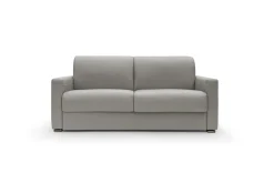 Canapé convertible cuir Aubin - Gris Clair - 3 places