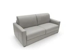 Canapé convertible cuir Aubin - Gris Clair - 3 places