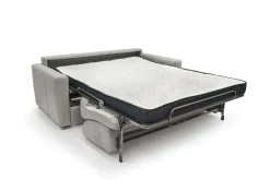 Canapé convertible cuir Aubin - Gris Clair - 3 places