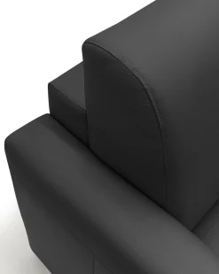 Canapé convertible cuir Aubin - Noir - Grand 2 places