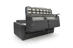 Canapé convertible cuir Aubin - Noir - Grand 2 places