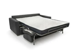 Canapé convertible cuir Aubin - Noir - Grand 2 places