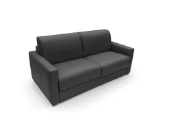 Canapé convertible cuir Aubin - Noir - 3 places
