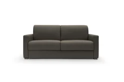 Canapé convertible cuir Aubin - Chocolat - Grand 2 places