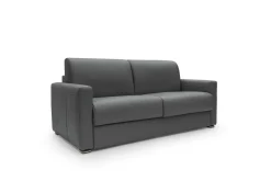 Canapé convertible cuir Aubin - Anthracite - Grand 3 places