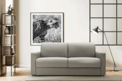 Canapé convertible cuir Aubin - Anthracite - Grand 3 places