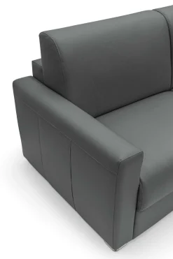 Canapé convertible cuir Aubin - Anthracite - Grand 3 places