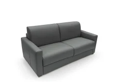 Canapé convertible cuir Aubin - Anthracite - Grand 2 places