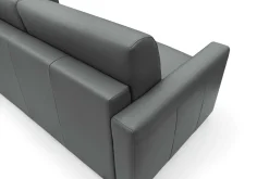 Canapé convertible cuir Aubin - Anthracite - Grand 2 places