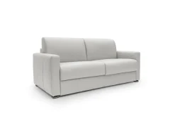 Canapé convertible cuir Aubin - Blanc - Grand 2 places