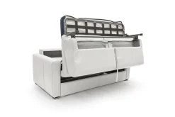 Canapé convertible cuir Aubin - Blanc - Grand 2 places