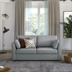 Canapé convertible tissu coton déhoussable Marbella - Gris - 2 places