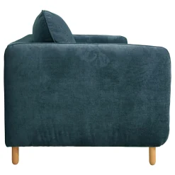 Canapé convertible tissu chenillé Portimo - Bleu Atlantique