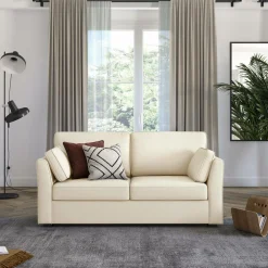 Canapé convertible tissu coton déhoussable Marbella - Beige - 2 places