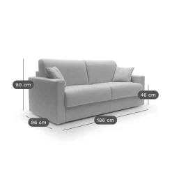 Canapé convertible tissu déhoussable Aubin - Gris - 3 places