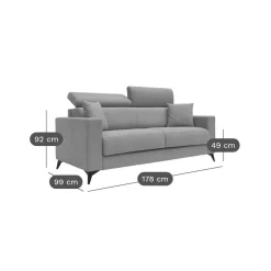 Canapé convertible tissu recyclé déhoussable Alden - Bleu Canard - Grand 2 places