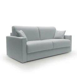 Canapé convertible tissu recyclé déhoussable Aubin - Gris Clair - Grand 3 places