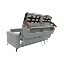 Canapé convertible tissu recyclé déhoussable Alden - Gris Clair - Grand 2 places