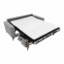 Canapé convertible tissu recyclé déhoussable Alden - Gris Clair - Grand 2 places