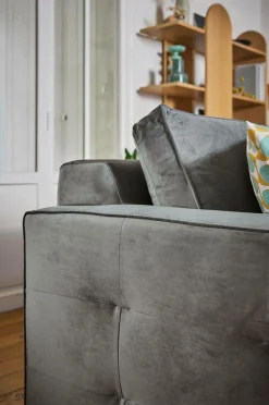 Canapé convertible velours Octave - Gris Clair