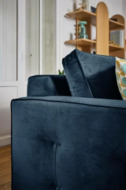Canapé convertible velours Octave - Bleu