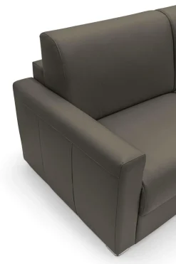 Canapé cuir Aubin - Chocolat - Grand 3 places